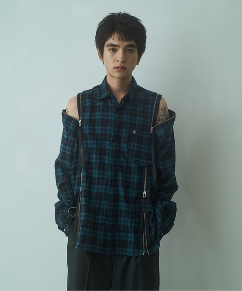 PHILTHEORY(フィルセオリー)の「string zip shirts / ストリングジップシャツ(シャツ/ブラウス・メンズ・グリーン/ブラック/ホワイト×ブラック・3/2/1)」の18枚目の写真