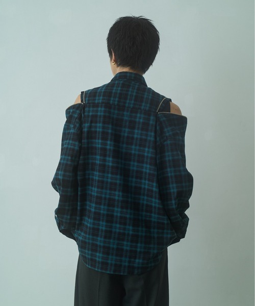 PHILTHEORY(フィルセオリー)の「string zip shirts / ストリングジップシャツ(シャツ/ブラウス・メンズ・グリーン/ブラック/ホワイト×ブラック・3/2/1)」の21枚目の写真