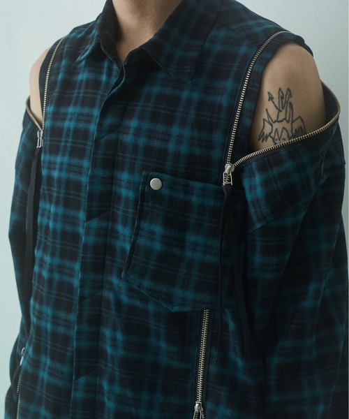 PHILTHEORY(フィルセオリー)の「string zip shirts / ストリングジップシャツ(シャツ/ブラウス・メンズ・グリーン/ブラック/ホワイト×ブラック・3/2/1)」の22枚目の写真
