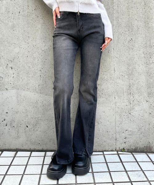 3.3 Field Trip （3.3フィールドトリップ）の「3.3 Field Trip／ヴィンテージライクフレアデニム（デニムパンツ・レディース・ブラック/ブルー・MEDIUM/SMALL）」の2枚目の写真