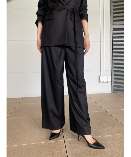 ESTNATION（エストネーション）の「ESTNATION / アシンメトリーラップパンツ（その他パンツ・レディース・ダークブラウン/ブラック・36/38）」の8枚目の写真