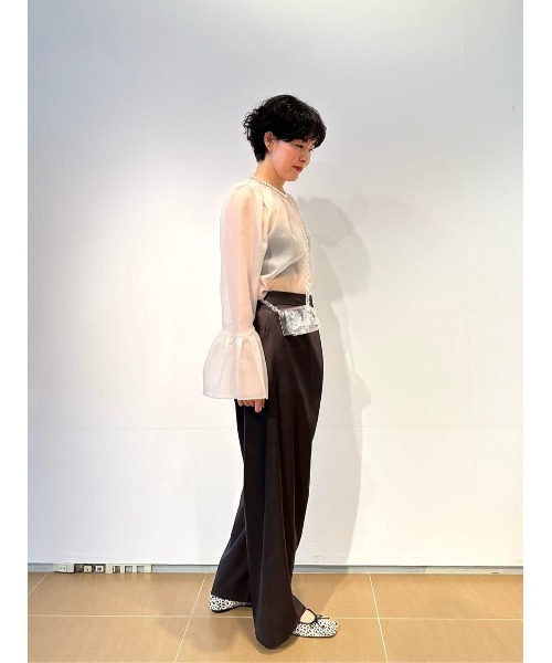 ESTNATION（エストネーション）の「ESTNATION / アシンメトリーラップパンツ（その他パンツ・レディース・ダークブラウン/ブラック・36/38）」の11枚目の写真