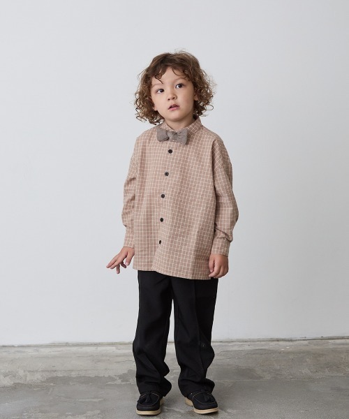 riziere(リジェール)の「選べる2柄フランネルバンドカラーシャツ(ボタン取り外し対応)(シャツ/ブラウス・キッズ・オフホワイト/ベージュ系・140/130/120/110/100/90/160/150)」の15枚目の写真