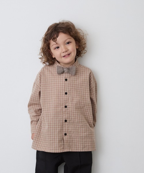 riziere(リジェール)の「選べる2柄フランネルバンドカラーシャツ(ボタン取り外し対応)(シャツ/ブラウス・キッズ・オフホワイト/ベージュ系・140/130/120/110/100/90/160/150)」の16枚目の写真