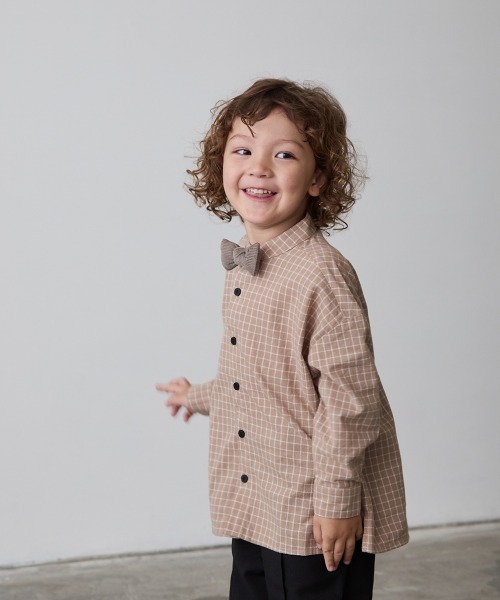 riziere(リジェール)の「選べる2柄フランネルバンドカラーシャツ(ボタン取り外し対応)(シャツ/ブラウス・キッズ・オフホワイト/ベージュ系・140/130/120/110/100/90/160/150)」の17枚目の写真