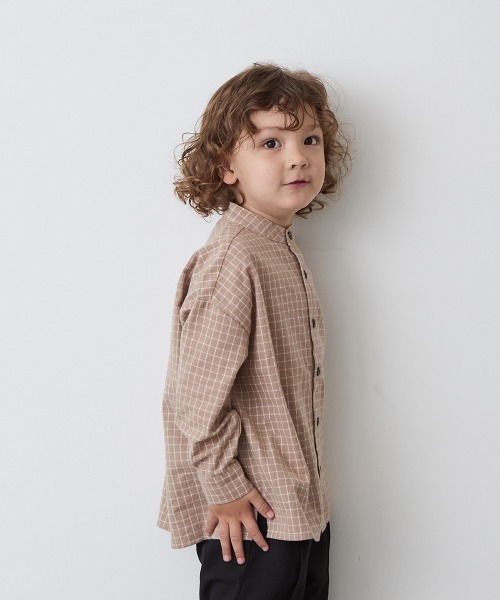 riziere(リジェール)の「選べる2柄フランネルバンドカラーシャツ(ボタン取り外し対応)(シャツ/ブラウス・キッズ・オフホワイト/ベージュ系・140/130/120/110/100/90/160/150)」の18枚目の写真
