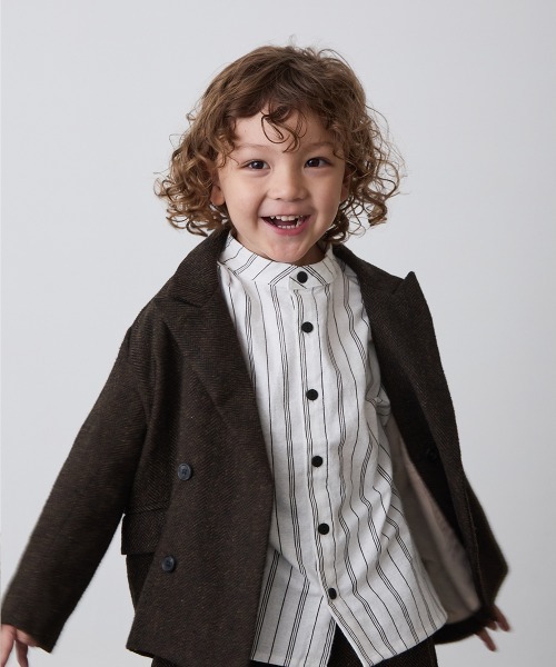 riziere(リジェール)の「選べる2柄フランネルバンドカラーシャツ(ボタン取り外し対応)(シャツ/ブラウス・キッズ・オフホワイト/ベージュ系・140/130/120/110/100/90/160/150)」の7枚目の写真