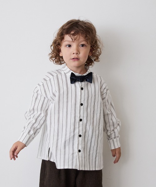 riziere(リジェール)の「選べる2柄フランネルバンドカラーシャツ(ボタン取り外し対応)(シャツ/ブラウス・キッズ・オフホワイト/ベージュ系・140/130/120/110/100/90/160/150)」の8枚目の写真