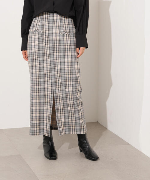 N.（N. Natural Beauty Basic）（エヌエヌナチュラルビューティーベーシック）の「【PS/低身長サイズ】ハイウエストチェックナロースカート（スカート・レディース・ブラック系その他/グリーン系その他・P/S/MEDIUM）」の12枚目の写真