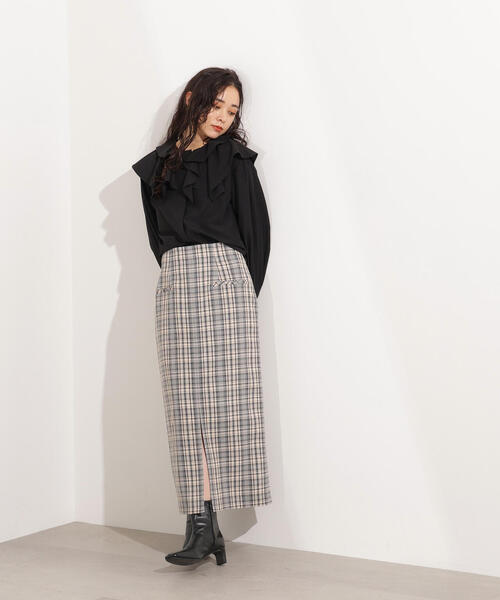 N.（N. Natural Beauty Basic）（エヌエヌナチュラルビューティーベーシック）の「【PS/低身長サイズ】ハイウエストチェックナロースカート（スカート・レディース・ブラック系その他/グリーン系その他・P/S/MEDIUM）」の13枚目の写真