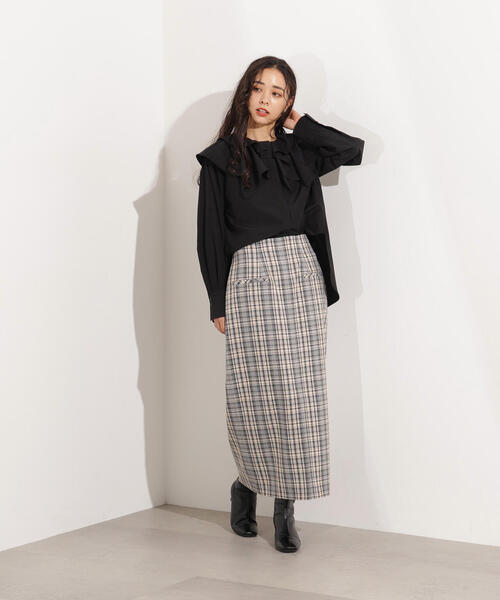 N.（N. Natural Beauty Basic）（エヌエヌナチュラルビューティーベーシック）の「【PS/低身長サイズ】ハイウエストチェックナロースカート（スカート・レディース・ブラック系その他/グリーン系その他・P/S/MEDIUM）」の14枚目の写真