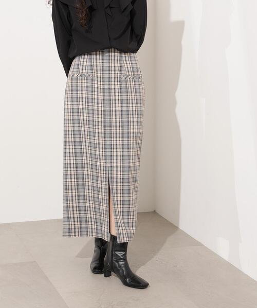 N.（N. Natural Beauty Basic）（エヌエヌナチュラルビューティーベーシック）の「【PS/低身長サイズ】ハイウエストチェックナロースカート（スカート・レディース・ブラック系その他/グリーン系その他・P/S/MEDIUM）」の15枚目の写真