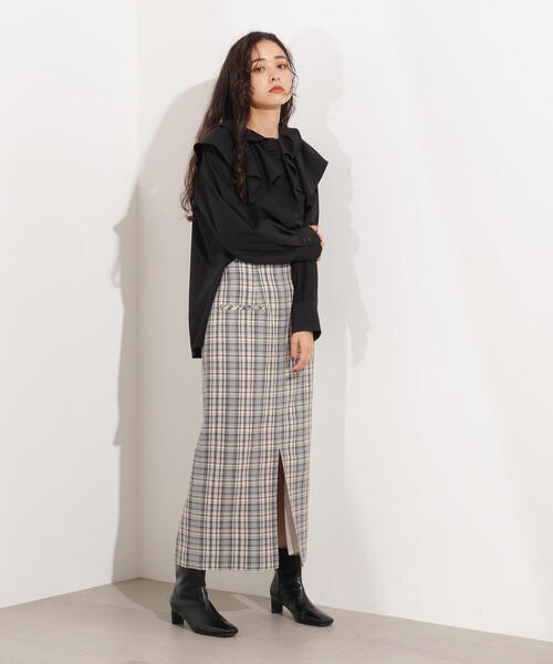 N.（N. Natural Beauty Basic）（エヌエヌナチュラルビューティーベーシック）の「【PS/低身長サイズ】ハイウエストチェックナロースカート（スカート・レディース・ブラック系その他/グリーン系その他・P/S/MEDIUM）」の17枚目の写真