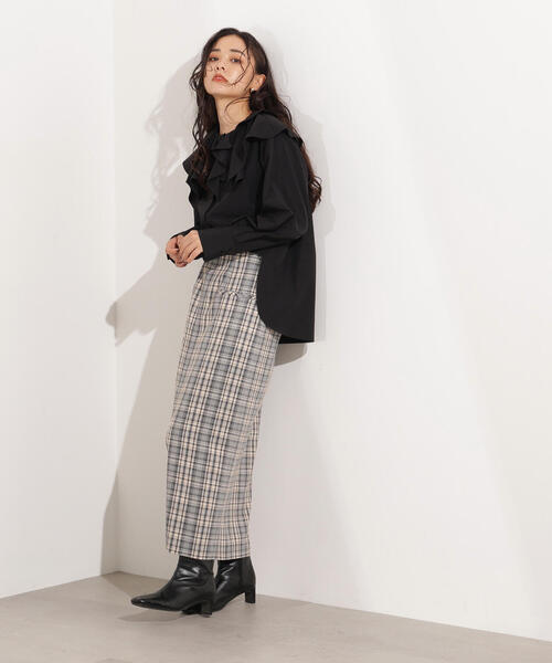 N.（N. Natural Beauty Basic）（エヌエヌナチュラルビューティーベーシック）の「【PS/低身長サイズ】ハイウエストチェックナロースカート（スカート・レディース・ブラック系その他/グリーン系その他・P/S/MEDIUM）」の18枚目の写真