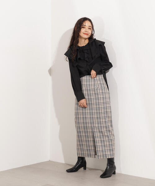 N.（N. Natural Beauty Basic）（エヌエヌナチュラルビューティーベーシック）の「【PS/低身長サイズ】ハイウエストチェックナロースカート（スカート・レディース・ブラック系その他/グリーン系その他・P/S/MEDIUM）」の19枚目の写真