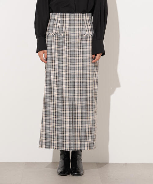 N.（N. Natural Beauty Basic）（エヌエヌナチュラルビューティーベーシック）の「【PS/低身長サイズ】ハイウエストチェックナロースカート（スカート・レディース・ブラック系その他/グリーン系その他・P/S/MEDIUM）」の3枚目の写真