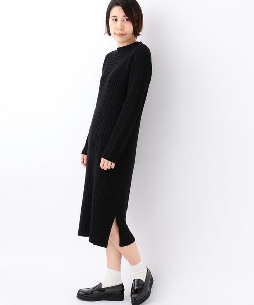 Another Edition（アナザーエディション）の「ワイドリブワンピース2/AEFC AC/W ワイドリブOPⅡ（ワンピース・レディース・ブラック/ベージュ/ライトブルー・フリー）」の2枚目の写真