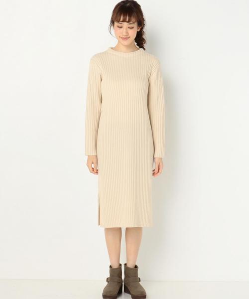 Another Edition（アナザーエディション）の「ワイドリブワンピース2/AEFC AC/W ワイドリブOPⅡ（ワンピース・レディース・ブラック/ベージュ/ライトブルー・フリー）」の5枚目の写真