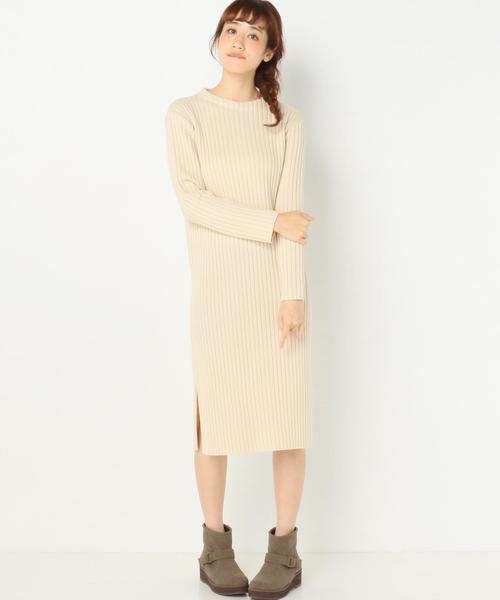 Another Edition（アナザーエディション）の「ワイドリブワンピース2/AEFC AC/W ワイドリブOPⅡ（ワンピース・レディース・ブラック/ベージュ/ライトブルー・フリー）」の13枚目の写真