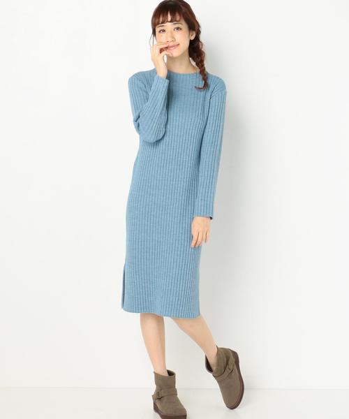 Another Edition（アナザーエディション）の「ワイドリブワンピース2/AEFC AC/W ワイドリブOPⅡ（ワンピース・レディース・ブラック/ベージュ/ライトブルー・フリー）」の10枚目の写真