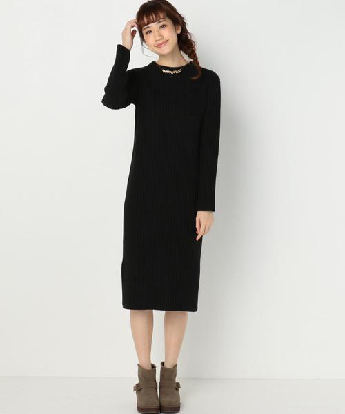 Another Edition（アナザーエディション）の「ワイドリブワンピース2/AEFC AC/W ワイドリブOPⅡ（ワンピース・レディース・ブラック/ベージュ/ライトブルー・フリー）」の11枚目の写真