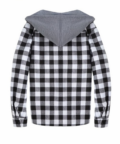 SBG（エスビー）の「SBG チェック シャツ ドッキングフーディ（パーカー・メンズ・グレー/ホワイト/ブルー/レッド・LARGE/MEDIUM）」の6枚目の写真