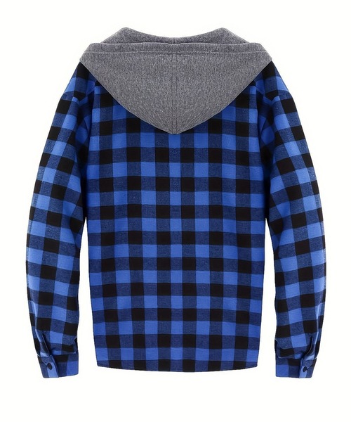 SBG（エスビー）の「SBG チェック シャツ ドッキングフーディ（パーカー・メンズ・グレー/ホワイト/ブルー/レッド・LARGE/MEDIUM）」の13枚目の写真