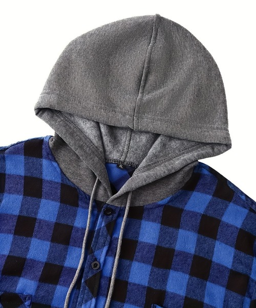 SBG（エスビー）の「SBG チェック シャツ ドッキングフーディ（パーカー・メンズ・グレー/ホワイト/ブルー/レッド・LARGE/MEDIUM）」の16枚目の写真