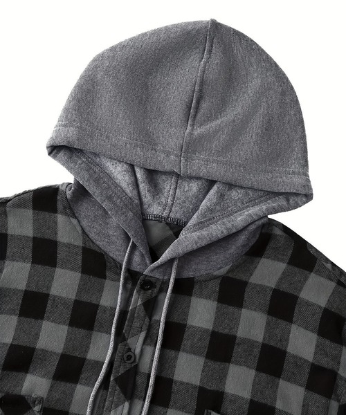 SBG（エスビー）の「SBG チェック シャツ ドッキングフーディ（パーカー・メンズ・グレー/ホワイト/ブルー/レッド・LARGE/MEDIUM）」の10枚目の写真