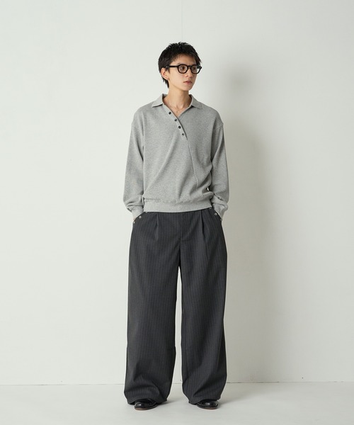 サーマルポロシャツS Adoon plain ポロシャツ Decorative button Thermal skipper Polo