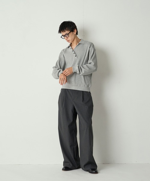 セール】Decorative button Thermal skipper Polo / フェイクボタン
