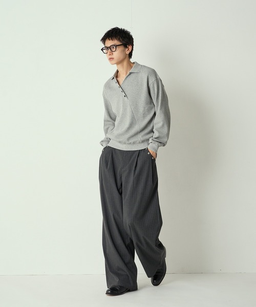 セール】Decorative button Thermal skipper Polo / フェイクボタン