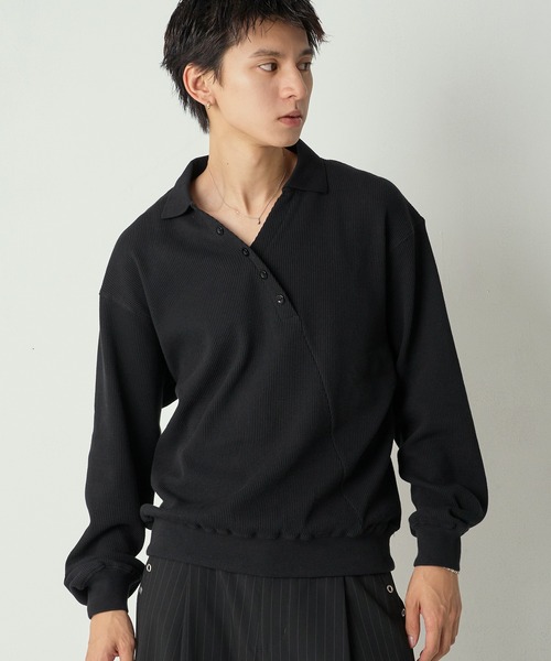 セール】Decorative button Thermal skipper Polo / フェイクボタン