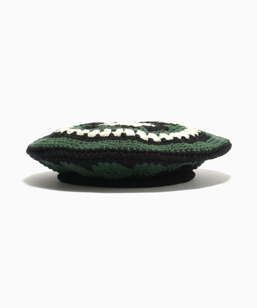 INDIETRO ASSOCIATION（インディエトロアソシエーション）の「Indietro Association / インディエトロ・アソシエーション  Flower Knit Beret（ハンチング/ベレー帽・メンズ・グリーン/イエロー・FREE）」の3枚目の写真