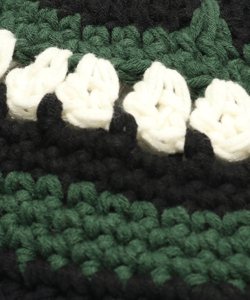INDIETRO ASSOCIATION（インディエトロアソシエーション）の「Indietro Association / インディエトロ・アソシエーション  Flower Knit Beret（ハンチング/ベレー帽・メンズ・グリーン/イエロー・FREE）」の4枚目の写真