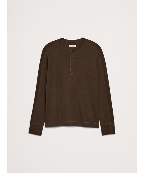 Banana Republic（バナナリパブリック）の「◆スラブ ダブルニット ヘンリーTシャツ（Tシャツ/カットソー・メンズ・ダークブラウン/グレー/ブルー・M/S/L/XL）」の6枚目の写真