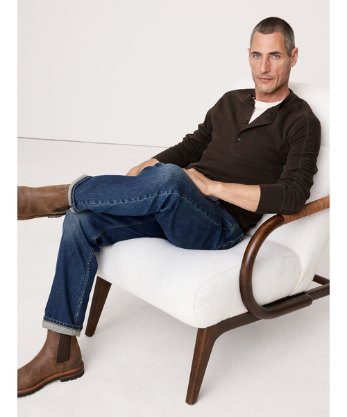 Banana Republic（バナナリパブリック）の「◆スラブ ダブルニット ヘンリーTシャツ（Tシャツ/カットソー・メンズ・ダークブラウン/グレー/ブルー・M/S/L/XL）」の12枚目の写真