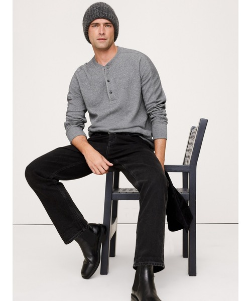 Banana Republic（バナナリパブリック）の「◆スラブ ダブルニット ヘンリーTシャツ（Tシャツ/カットソー・メンズ・ダークブラウン/グレー/ブルー・M/S/L/XL）」の13枚目の写真