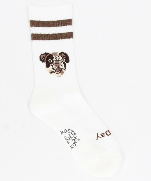 FREAK'S STORE(フリークスストア)の「限定展開 ROSTER SOX/ロスターソックス DOG-SOCKS/ドッグソックス(ソックス/靴下・レディース・オフホワイト/ライトグレー・ONE SIZE)」の1枚目の写真