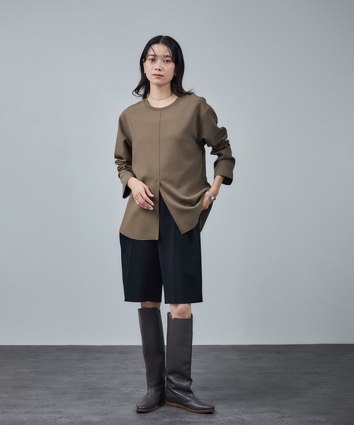 SALON adam et rope'（サロン アダム エ ロペ）の「ダブルクロスロングTシャツブラウス / セットアップ対応（シャツ/ブラウス・レディース・オフホワイト/ブラック/ベージュ系その他・FREE）」の20枚目の写真