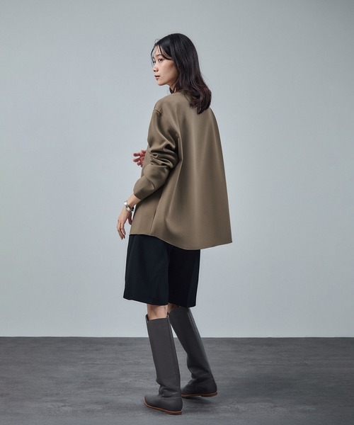 ダブルクロスロングTシャツブラウス / セットアップ対応（シャツ