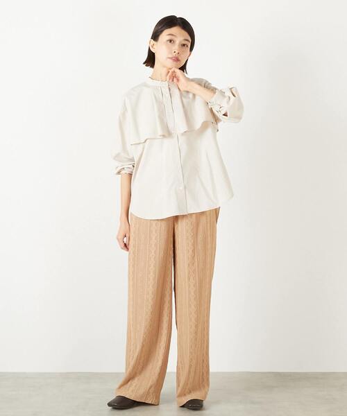 MELROSE claire(メルローズ クレール)の「【幾何無地柄のカットジャガードパンツ】(その他パンツ・レディース・ブラック/ブルー/ベージュ・FREE)」の10枚目の写真