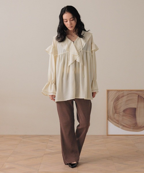 LOWRYS FARM（ローリーズファーム）の「フリルチュニックブラウス　593184（シャツ/ブラウス・レディース・ドット/オフホワイト/アイボリー/ブラック・FREE）」の20枚目の写真