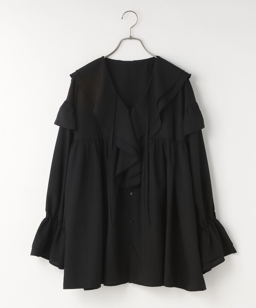 LOWRYS FARM（ローリーズファーム）の「フリルチュニックブラウス　593184（シャツ/ブラウス・レディース・ドット/オフホワイト/アイボリー/ブラック・FREE）」の11枚目の写真