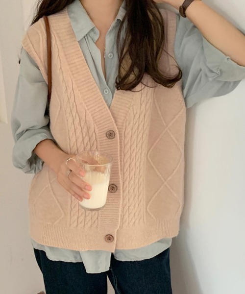セール】ケーブルニットベスト（ベスト）｜ReRe（リリ）のファッション