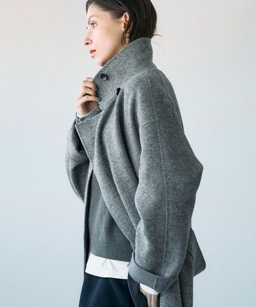 N.O.R.C（ノーク）の「ジーロンウールシルクネップリバーコート（その他アウター・レディース・グレー/ベージュ・L/M/S）」の3枚目の写真