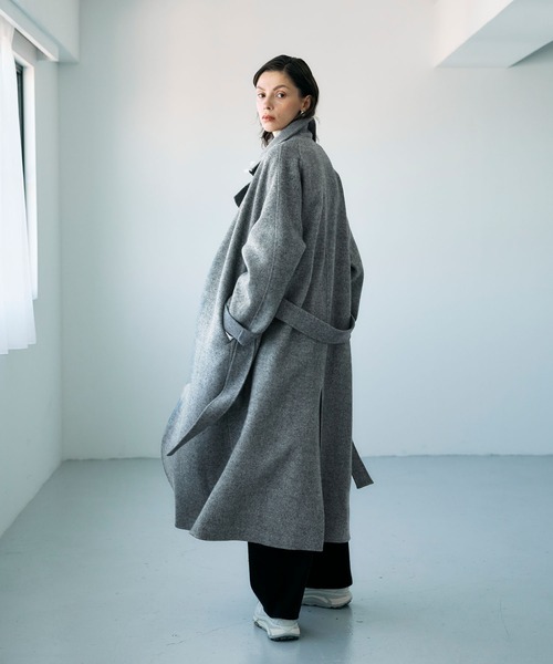 N.O.R.C（ノーク）の「ジーロンウールシルクネップリバーコート（その他アウター・レディース・グレー/ベージュ・L/M/S）」の6枚目の写真