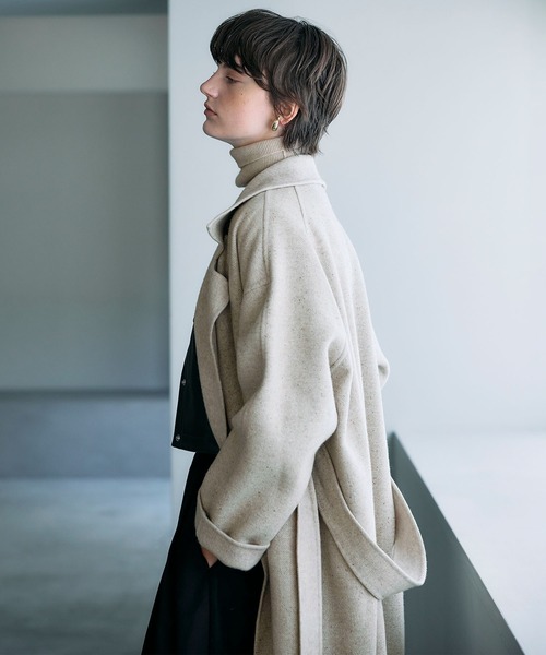 N.O.R.C（ノーク）の「ジーロンウールシルクネップリバーコート（その他アウター・レディース・グレー/ベージュ・L/M/S）」の14枚目の写真