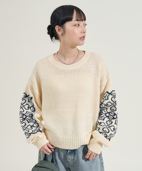 クローバー柄 ショート丈ニット（ニット/セーター）｜FREAK'S STORE