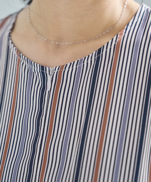 STYLE DELI(スタイルデリ)の「【LUXE】マルチストライプ柄ファスナーワンピース(ワンピース・レディース・ホワイト系・01/02)」の7枚目の写真